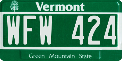 VT license plate WFW424