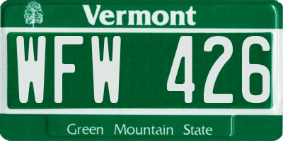 VT license plate WFW426