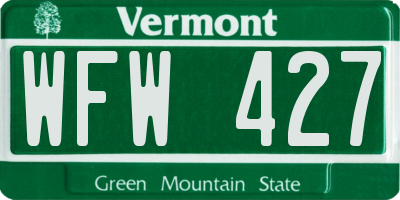 VT license plate WFW427