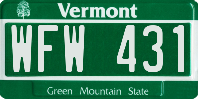 VT license plate WFW431