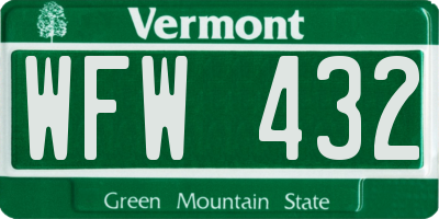 VT license plate WFW432