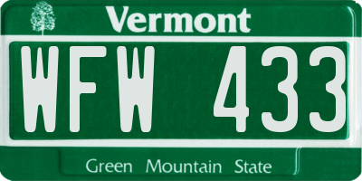 VT license plate WFW433
