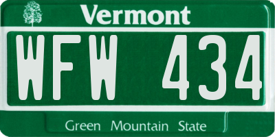 VT license plate WFW434