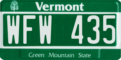 VT license plate WFW435