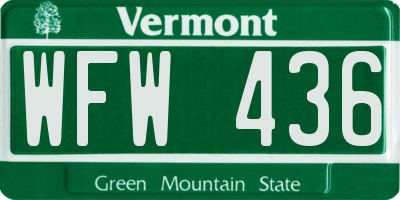 VT license plate WFW436