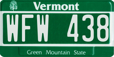 VT license plate WFW438