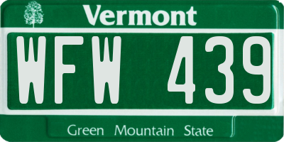 VT license plate WFW439