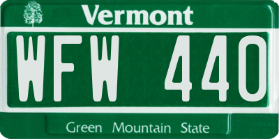 VT license plate WFW440