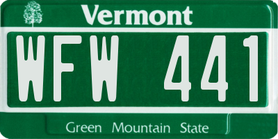 VT license plate WFW441