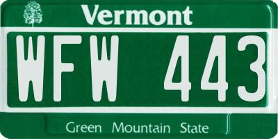 VT license plate WFW443