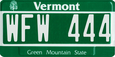VT license plate WFW444