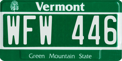 VT license plate WFW446