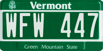 VT license plate WFW447