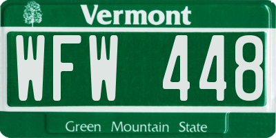 VT license plate WFW448
