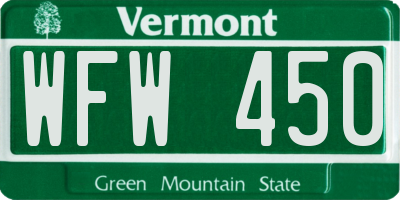 VT license plate WFW450