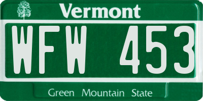 VT license plate WFW453