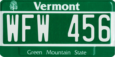 VT license plate WFW456