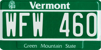 VT license plate WFW460