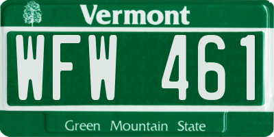 VT license plate WFW461
