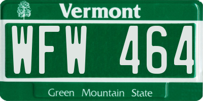 VT license plate WFW464