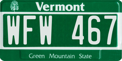 VT license plate WFW467