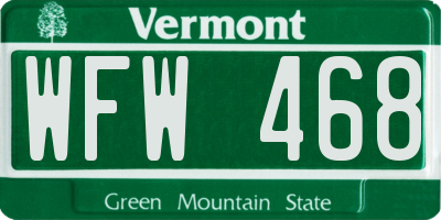 VT license plate WFW468