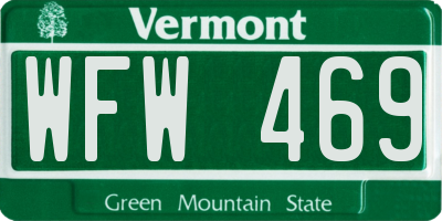 VT license plate WFW469