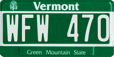 VT license plate WFW470