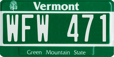 VT license plate WFW471