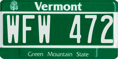 VT license plate WFW472