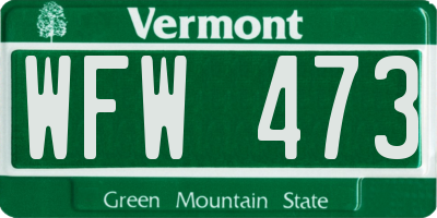 VT license plate WFW473