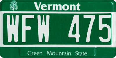 VT license plate WFW475