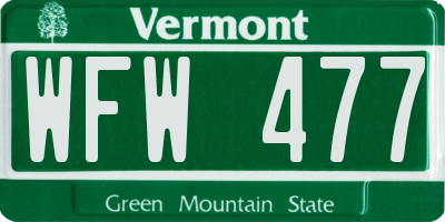 VT license plate WFW477