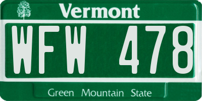 VT license plate WFW478
