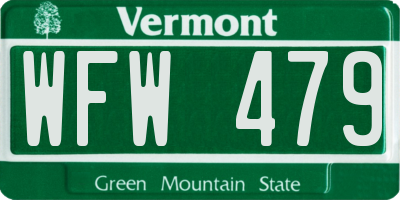 VT license plate WFW479
