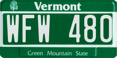 VT license plate WFW480
