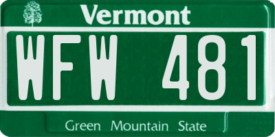 VT license plate WFW481