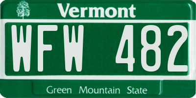 VT license plate WFW482