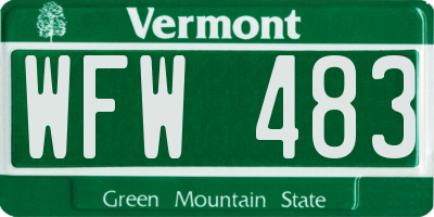 VT license plate WFW483