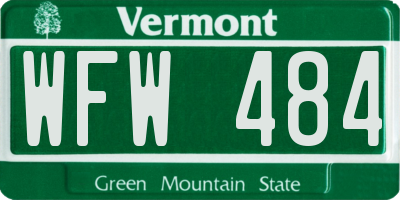 VT license plate WFW484