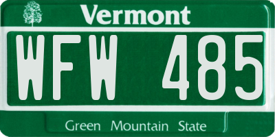 VT license plate WFW485