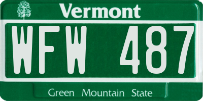 VT license plate WFW487