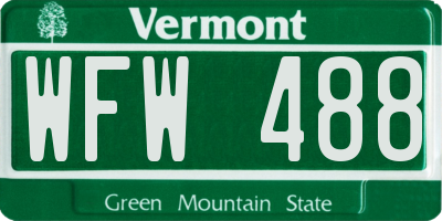 VT license plate WFW488