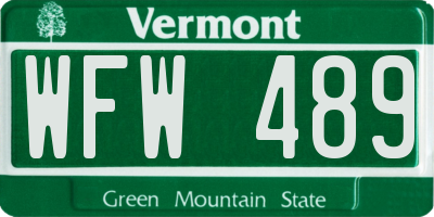VT license plate WFW489