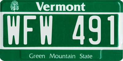 VT license plate WFW491