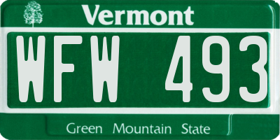 VT license plate WFW493