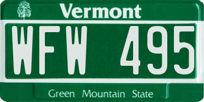VT license plate WFW495