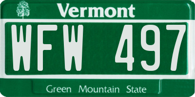 VT license plate WFW497