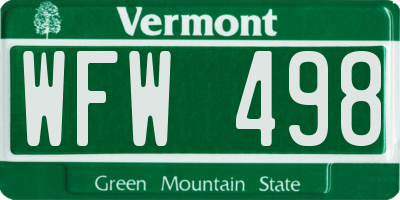VT license plate WFW498