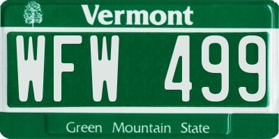 VT license plate WFW499
